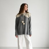 Handmade Crochet Collar: Beige Cotton Lace Detachable Neckline