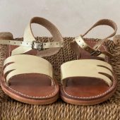 Blond Moroccan Leather Sandals – Handmade Women Flats – Custom Fit Design