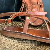 Handmade Moroccan Leather Sandals Women – Brown Flat Strappy Toe Loop Shoes